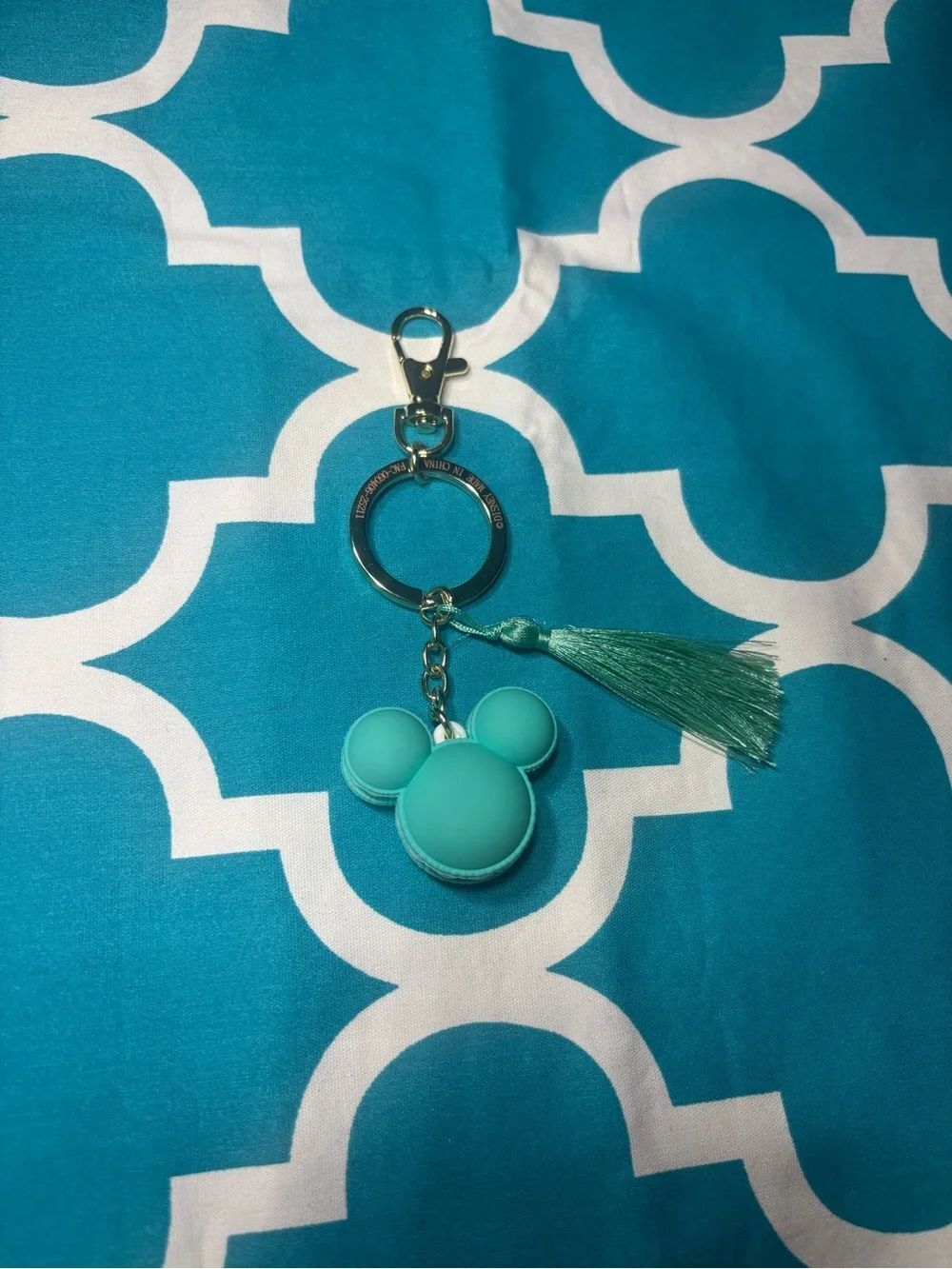 New Turquoise Mickey Ear Macaron Keychain with Tassel
